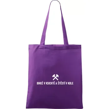 BINEĆ V KSICHTĚ A ŠTĚSTÍ V KOLE﻿ - Taška bavlněná - 42 x 38 cm ( Fialová )