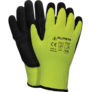 Pracovní rukavice Ochranné rukavice ALPEN zimné, zateplené, žltozelené, veľkosť 10, VASKO