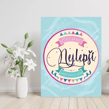 Plechová cedule Sablio Dárková cedulka Všechno nejlepší k narozeninám: 30x40 cm