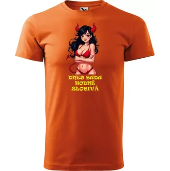 Pánské tričko Sablio Tričko s potiskem Dnes budu hodně zlobivá - oranžové L