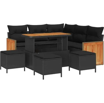 Zahradní sestava Sada zahradních pohovek s polštářem 9 pcs Černá IM_3363309