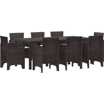 Zahradní jídelní souprava 9 pcs Hnědá Ratan Polt IM_3378581