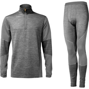 Rybářské oblečení GEOFF ANDERSON - Triko Pulover WizWool 210 + Termokalhoty Šedé vel. 3XL