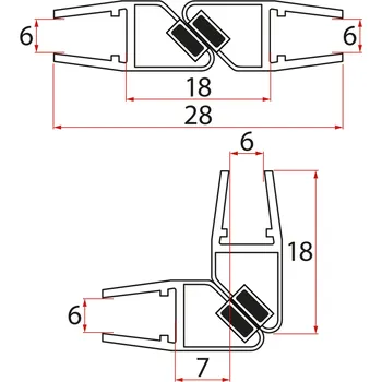 Aqualine Set magnetických těsnění 45°pro sklo 6/6mm, 2000mm - MAG01