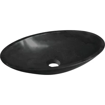 Umyvadlo Sapho BLOK kamenné umyvadlo na desku, 60x35cm, matný černý Marquin - 2401-40