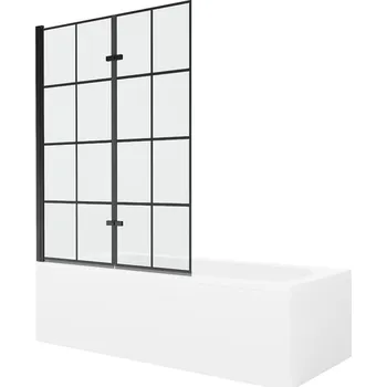 MEXEN/S - Vega obdélníková vana 170 x 70 cm s panelem + vanová zástěna 120, černá vzor 550117077X9212027077