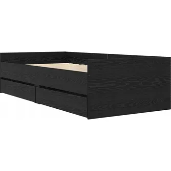 Postel Rám postele Černý dub 90 x 200 cm Masivní borové dřevo