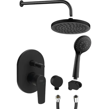 Aqualine LOTTA podomítkový sprchový set s pákovou baterií, 2 výstupy, černá mat - LT743B