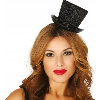 Klobouk Klobouček s klipem a se třpytkami, černý, na karneval