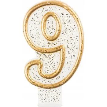 Svíčka Svíčka číslice 9. narozeniny, zlatý obrys