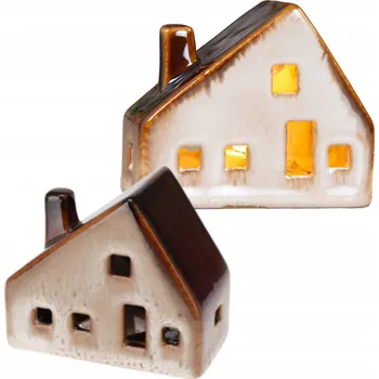 Vánoční dekorace Keramický domeček s LED 8 cm 4 vzory 1 ks KS055024