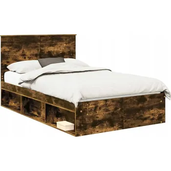 Postel Rám postele Kouřový dub 120 x 200 cm Masivní borové dřevo