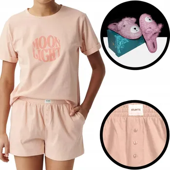 Dámské pyžamo Vánoční sada ATLANTIC dámské pyžamo broskvové XL + heboučké papuče