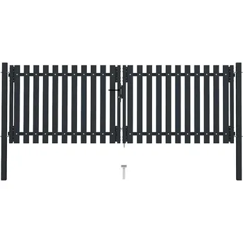 brána vidaXL Dvoukřídlé plotové brány s ocelovými dveřmi 300 x 125 cm antracitové [146352]