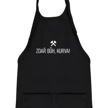 Kuchyňská zástěra ZDAŘ BŮH, KURVA! - Dětská zástěra na vaření - Univerzální velikost ( Černá )