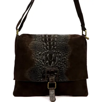 Kabelka Kožená crossbody kabelka Luka 26-076 tmavě hnědá