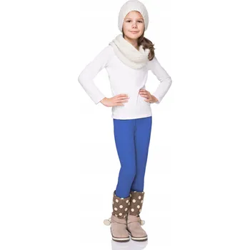 Dětské legíny bavlna dlouhé zateplené zimní pohodlné modré 128