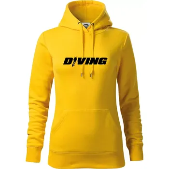 Dámská mikina Diving nápis potápěč - Mikina dámská Cape s kapucí - M ( Žlutá )