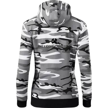 Dámská mikina BINEĆ V KSICHTĚ A ŠTĚSTÍ V KOLE﻿ - Dámská mikina trendy zipper s kapucí - L ( Šedý maskáč )