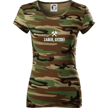 Dámské tričko ZABER, GYZDE! - Dámské maskáčové triko - S ( Hnědý maskáč )