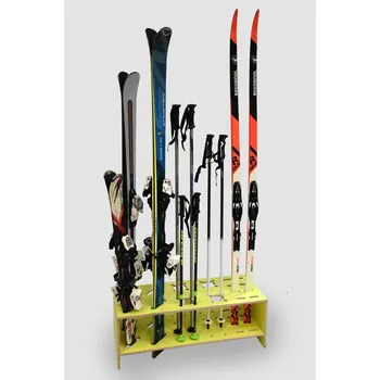 Vingo Kombinovaný dřevěný stojan na lyže, běžky a hůlky - žlutý Typ: 85 x 35 cm