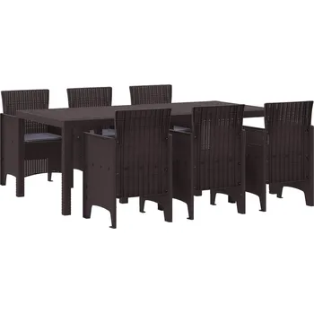 Zahradní jídelní souprava 7 pcs Hnědá Polypropylen IM_3378720