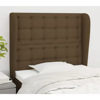 Čelo postele typu ušák tmavě hnědé 93x23x118/128 cm textil IM_3118375