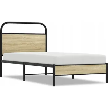 Postel Jednolůžková kovová postel VidaXL 75x190 cm, dekor dub sonoma