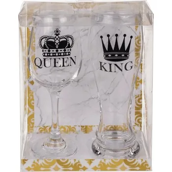 Sklenice Skleničky pro pár Král Královna pivní sklenice piva vína