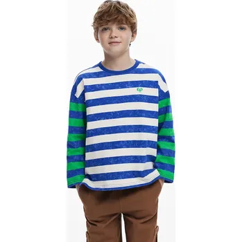 Dětské bavlněné tričko s dlouhým rukávem Desigual 25WBTK11 modrá 57X, vel. 116