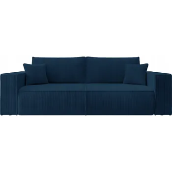 Pohovka Rozkládací třímístná pohovka Farese s úložným prostorem, tmavě modrý manšestr