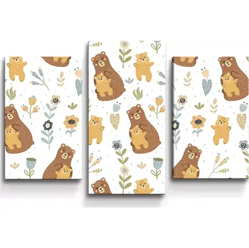 Obraz Sablio Obraz - 3-dílný Medvědi - 75x50 cm