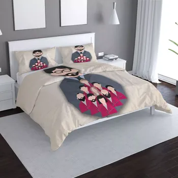 Povlečení Sablio Povlečení Money heist Profesor a jeho tým Béžová - 140x200 / 90x70