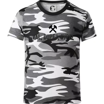 Chlapecké tričko VAL, DUPEJ, CYPE! - Dětské maskáčové triko - 134 cm/8 let ( Šedý maskáč )