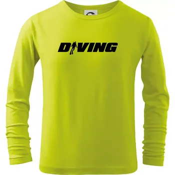 Diving nápis potápěč - Triko dětské Long Sleeve - 158 cm/12 let ( Limetková )