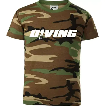 Chlapecké tričko Diving nápis potápěč - Dětské maskáčové triko - 134 cm/8 let ( Hnědý maskáč )