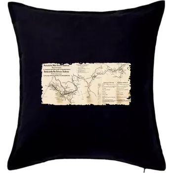 Polštář Mapa Báňské dráhy z Moravské Ostravy do Doubravy - Polštář 50x50 - 50x50 - Pouze potah ( Černá )