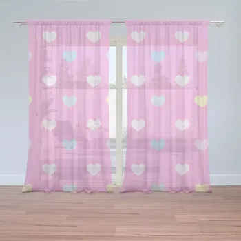 Záclona Sablio Záclony Srdce na růžové: 2ks 150x250cm