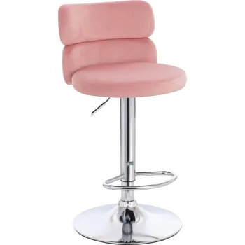 Barová židle Barová židle Sandefjord velur základna chrom - pudrově růžová