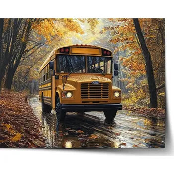 Plakát Sablio Plakát Žlutý školní autobus - 120x80 cm