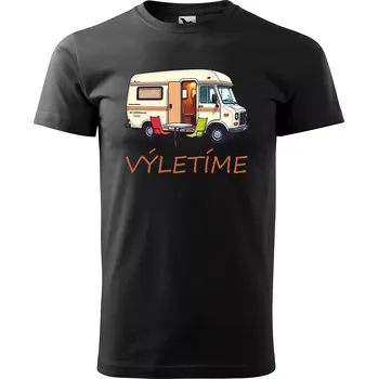 Sablio Tričko s potiskem Výletíme - černé 5XL