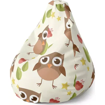 Sedací pytel Sablio Sedací vak Pear Sovy - 70 x 95 x 15 cm