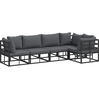 Zahradní pohovka Sada zahradních pohovek s polštářem 5 pcs Černá Hliník IM_3378866