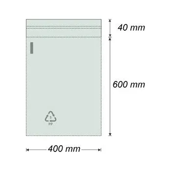 Sáček polypropylenový se samolepicí klopou 400 x 600 + 40 mm (100 ks) - transparentní