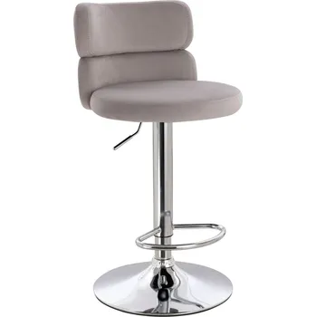 Barová židle Barová židle Sandefjord velur základna chrom - světle šedá