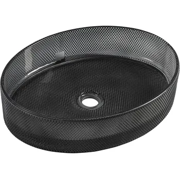 Umyvadlo Sapho NOBAL skleněné gravírované umyvadlo na desku, 49x38 cm, černá - TY326