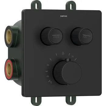Vodovodní baterie Sapho SMART SELECT podomítková sprchová termostatická baterie, box, 2 výstupy, černá mat - RP042B