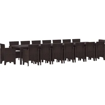 Zahradní sestava Zahradní jídelní souprava s polštáři 17 pcs Hnědá PP IM_3378659