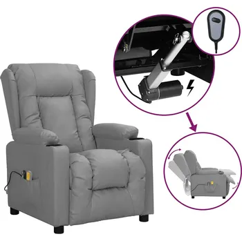 Křeslo Elektrické masážní křeslo šedé umělá kůže IM_3098812