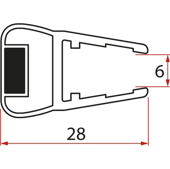 Gelco Magnetické těsnění ploché, sklo 6mm, 2000mm - MAG02